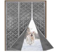 Magnetic Thermal Insulated Door Curtain Windproof & Soundproof for Winter Grey Door Cover for Patio Sliding Doors 220x200cm Keep Warm & Save Energy