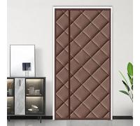 Magnetic Thermal Insulated Door Curtain Windproof Thick Oxford Fabric & Multi Layer Cotton Brown 95x220cm Energy Saving Noise Reducing Draft Stopper