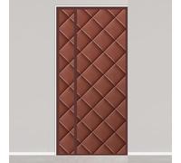 Magnetic Thermal Insulated Door Curtain Winter Warm Heavy PU Leather Windproof Soundproof Cover for Living Room 0.9x2.05m/2.95x6.72ft Brown