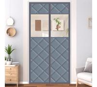 Magnetic Thermal Insulated Door Curtain with Transparent Window, Self-Closing, Windproof Cold Protection for Winter and Summer, 80x195cm