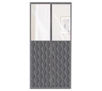 Magnetic Thermal Insulated Door Curtain with Visible Window, Oxford Fabric Cotton Fill, Winter Door Curtain Keep Cold Draft Out, Door Curtains with 4 cm/1.6 In Hook and Loop Tape(Gray,85*200cm/33*79in