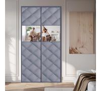 Magnetic Thermal Insulated Door Curtain with Visible Windows, Weatherproof Auto-Closure, Fit W 70-250cm Doors, Thicken Oxford Fabric to Keep Warm in Winter(Gray,120 cm x 210 cm)