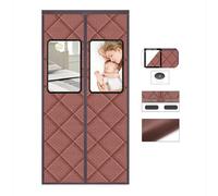 Magnetic Thermal Insulated Door Curtain with Visual Window, Removable Door Cover for Winter