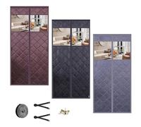 Magnetic Thermal Insulated Door CurtainWinter Heat Barrier Cold Blocker 60x180cm Black & GrayEnergy Efficient Home Cover for Doorways & Windows