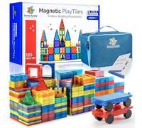 Magnetic Tiles 123 PCS (XL SET), Magnetic Tiles for Kids, Toy for 3 4 5 6 7 8 Year Old Boys & Girls, Building Blocks Set, Great Gift for Kids Aged 3-8, Gift Box, + Bonus Zippered Carrying Case