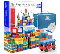 Magnetic Tiles 125 PCS (XL SET), Magnetic Tiles for Kids Age 3+, Toy for Boys & Girls, Large Building Set, Great Gift for Kids Aged 3-8, Gift Box, + Bonus Zippered Carrying CASE