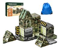 Magnetic Tiles Military Theme Set with Storage Bag, 58PCS Army - Style Magnet Building Blocks for Building Army Scenes, STEM Brain Education Toys for Kids Aged 3+, Great Gift for Christmas & Birthday