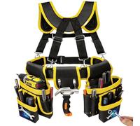 Magnetic Tool Belt, Heavy Duty Tool Pouch for men Magnet Holster Nail Utility Toolbelt Adjustable Waist Holder for Handyman Contractor (Yellow)