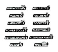 Magnetic Tool Box Labels - 12Piece Resin Drawer Tags | Magnetic Labels for Tool Box Drawers | Reusable Organization for Identifying Classification Carts Garage Workshop Cabinets fôr Toolboxes