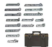 Magnetic Tool Box Labels - 15 Organising Labels for Tool Boxes - Reusable with Removable Lettering - for Garage Warehouses Cabinets Drawers Organization