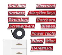 Magnetic Tool Box Labels,With Magnetic Stickers 12 Pieces | Reusable Tags For Steel Tool Boxes - For Identification And Classification Garage Cabinet Workshop Household