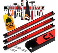 DEUBA® Set of 3 Magnetic Tool Holder Strips | 3 x 45cm / 17' | 23KG Load Capacity | Including Mounting Material | Space-Saving Wall Mounted Tool Storage | Garage | Workshop | Shed
