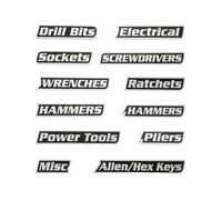 Magnetic Tool Labels - 12 3D Printed Tool Drawer Labels, Universal Magnetic Labels, Easy Read Color Coded Labels for