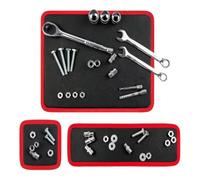 Magnetic Tool Mat - Double Sided Flexible Magnetic Pad for Tools | Non-Slip Holder & Parts Tray Organizer for Garage Workshop, Mechanic, Auto Engine Repair | Scratch-Free PU Leather, Black & Red