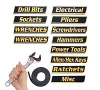 Magnetic Toolbox Drawer Labels - Removable Tool Identification Tags, Universal Fit Drawers Markers with Strong Hold, Resin Drawer Labels with Embedded Magnet Backing, Garage Organization Accessories