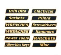 Magnetic Toolbox Labels - 12 Pack for Easy Tool Organization & Quick for Access!(Gold + Black)