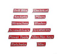 Magnetic Toolbox Labels - 12 Pack for Easy Tool Organization & Quick for Access!(Silver + red)
