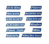 Magnetic Toolbox Labels - 12 Pcs 3D Printed Universal Drawer Labels | Easy to Read and Retrieve, Tool Organization, Workshop Storage Accessory, Quick Identification System