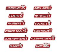 Magnetic Toolbox Labels - 12-piece Drawer Tags | 6.61 Inches Resin Drawer Magnet Stickers, Magnetic Tool Labels for Organization Classification Garage Workshop Household Cabinets Mechanic
