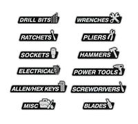 Magnetic Toolbox Labels | 12-Piece Resine Magnet Tags | Magnetic Labels For Toolbox - for Organization and Classification in Garage Workshop Household Cabinets and for use by