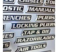 Magnetic Toolbox Labels - 12pieces Tool Box organisr, Strong Magnetic Force & Easy to Read Box Drawers | Steel Carts Tags Chest for All Toolboxes, Drawers Workshop Office College Dormitory