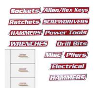 Magnetic Toolbox Labels - 12pieces Tool Box organisr, Strong Magnetic Force & Easy to Read Box Drawers | Steel Carts Tags Chest for All Toolboxes, Drawers Workshop Office College Dormitory
