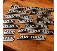 Magnetic Toolbox Labels, 24 Pack Tool Box Labels Magnet, 3D Printed Reusable Magnetic Tool Box Label Drawer Tags, Toolbox Chests Magnet Label Drawer Cabinets Tags Organization Accessories
