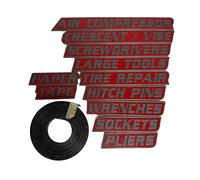 Magnetic Toolbox Labels, 3D Printed Tool Box Organization Tags with Strong Magnet, Reusable Toolbox Labels for Tool Box Drawers, Magnetic Toolbox AccessoriesTool Box Stickers (Red)