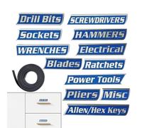 Magnetic Toolbox Labels - 3D Printing Material, 3D-Printed Tool Box Labels, General Tool Box Organize, Durable | Colorful, Easy to Attach for Metal Toolboxes, Workshop, Garage, Home Use