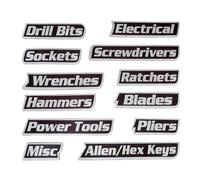 Magnetic Toolbox Labels - Twelve Pieces Portable Reusable Tool Box Tags | Universal Tool Tags Machine Builder DIY, Steel Garage Business Classroom W