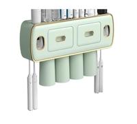 Magnetic Toothbrush Holder with Automatic Toothpaste Dispenser and Storage Rack Set for Bathroom