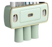 Magnetic Toothbrush Holder with Automatic Toothpaste Dispenser and Storage Rack Set for Bathroom