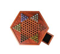 Magnetic - Tournament Wooden Board | Chinese Checkers Board with Storage Drawer Glass Marble, Crafted piece Kids Adult, with Extra Kings Queens Carry