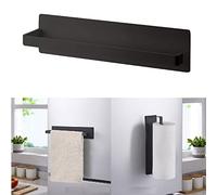 Magnetic Towel Bar, Kitchen Towel Rack Magnetic Paper Towel Holder for Refrigerator Multifunctional Paper Roll Rack Cabinet Towel Bar for Bathroom, Toilet, Drill Free - Black