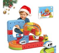 Magnetic Track Fusion Train Set, DIY 3D Train Routes Track Cube Building Toy for Interactive Fun Play and Gifts 32PCS