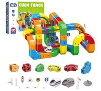 Magnetic Train Set, Flexible Monorail Race Track with 3D Layouts, Motorized Car, DIY Electric Building Kit Toy for Kids Ages 4-8 - Premium Edition