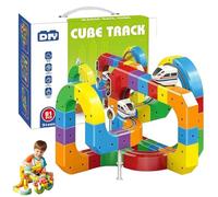 Magnetic Train Track Set - Flexible 3D Race Car Tracks with Mix-and-Match Cubes, DIY Building Kits for Kids, Educational Toys, 51 Pieces