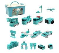 Magnetic Transform Engineering Car Toys - Kids Magnetic Robot Construction Vehicles Toys Set, Transform Robot Car Toy, Magnet Building Blocks Tiles for Boys Girls (Blue 27pcs)