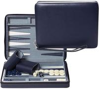 Magnetic Travel Backgammon Set with Carrying Strap - Blue - 9 in.