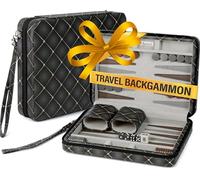 Magnetic Travel Backgammon Sets for Adults - Quality PU Leather Backgammon Board Game for Adults and Kids - 14" Gift for Man Board with 32 Magnetic Pieces in PU Leather Case