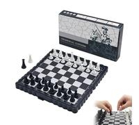 Magnetic Travel Chess Board 13 x 13 cm, Portable Chess Set with 2 Extra Queens, Mini Strategic Board Game for Children and Adults, Black and White