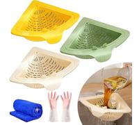 Magnetic Triangular Draining Basket, Sink Strainer with Twist-Open Bottom, Kitchen Sink Corner Rack, Automatic Pop-Up Triangular Sink Strainer for Washing Fruits & Vegetables (3pcs)
