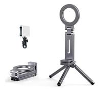 Magnetic Tripod for iPhone 16/15/14/13/12 Plus Pro Max Series Aluminium Mini Magnetic Phone Tripod for iPhone & MagSafes 360° Adjustable Portable and Foldable Phone Holder1/4 Screw (Gray)