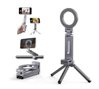 Magnetic Tripod for iPhone 16/15/14/13/12 Plus Pro Max Series, Metal Mini Magsafes Tripod for iPhone & MagSafes Case,360°Adjustable Magic Clip Folding Phone Holder, 1/4" Screw