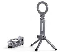 Magnetic Tripod for iPhone 16/15/14/13/12 Plus Pro Max Series, Metal Mini Magsafes Tripod for iPhone & MagSafes Case,360°Adjustable Magic Clip Folding Phone Holder, 1/4" Screw