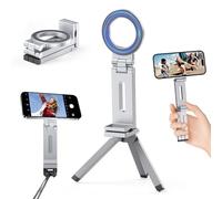 Magnetic Tripod for iPhone 17 Air 16 Pro Max Plus 16e 15 14 13 12, Magnetic Mobile Phone Stand Aluminium Foldable Bags Tripod Mount for Magsafe Tripod Mini Selfie Stick Tripod & 1/4 Inch Screw