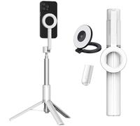 Magnetic Tripod with Light, Extendable Portable Selfie Stick with Wireless Remote, 360° Rotation Phone Stand for Video Recording and Vlogging