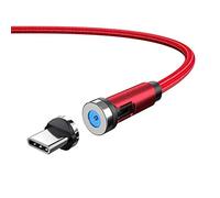 Magnetic Type C Charging Cable,(3.3ft) 360°+180° Rotatable USB Powerful Magnetic Cable Nylon Braided 2.4A Fast Charger For Samsung Galaxy Note 20 10 9 S20 S10 Plus,LG V50 V40 G8 G7 Thinq-Red