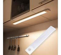 Magnetic Under Cabinet Kitchen Lights, Ultra-Thin LED Lights for Cupboard, 20cm Cupboard Lights Motion Sensor Indoor, USB Rechargeable Wardrobe Light, Magnetic Strip Light 3 Color & 5 Brightness