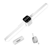 Magnetic Under Cabinet Lights, LED Study Lamp, 16.54 x 1.57in 3 Color Temperature Modes, Built in Clock Display, Wireless Rechargeable for Kitchen Lighting, Closet Illumination